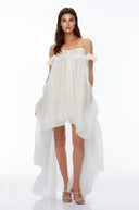 Roslyn White Glossy Bubble Hem Mini Dress