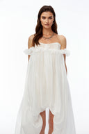 Roslyn White Glossy Bubble Hem Mini Dress