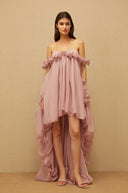 Roslyn Pink Glossy Bubble Hem Mini Dress
