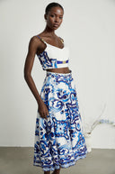 Wivina graphic-printed top & skirt matching set