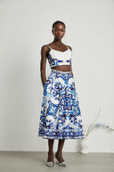 Wivina graphic-printed top & skirt matching set