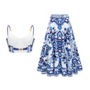Wivina graphic-printed top & skirt matching set