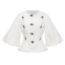 Violante White Crystal Embellished Peplum Jacket