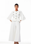 Violante White Crystal Embellished Peplum Jacket