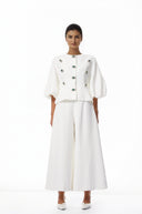 Violante White Crystal Embellished Peplum Jacket