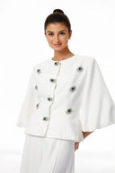 Violante White Crystal Embellished Peplum Jacket
