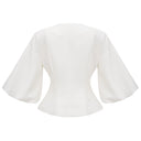 Violante White Crystal Embellished Peplum Jacket