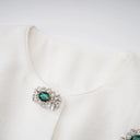 Violante White Crystal Embellished Peplum Jacket