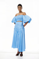 Henriette Blue Smocked Top & Asymmetrical Skirt Set