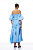 Henriette Blue Smocked Top & Asymmetrical Skirt Set