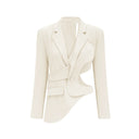 Solange Neutral Asymmetrical Cut-Out Jacket