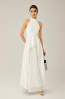 Bérénice halterneck layered long dress