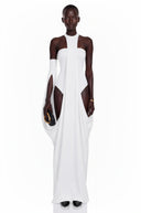 Téodora White Halter Neck Draped Maxi Dress