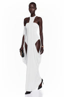 Téodora White Halter Neck Draped Maxi Dress