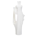 Téodora White Halter Neck Draped Maxi Dress