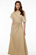 Raphaëlle Khaki Asymmetrical Ruched Maxi Dress