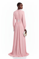 Ottilie Pink Ruffled Asymmetrical Maxi Dress