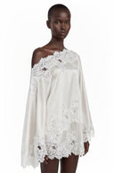 Krystèle White One Shoulder Top & Skirt Set with Lace Trim