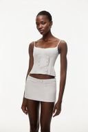 Marie Cream White Sleeveless Top & Low Rise Skirt Set