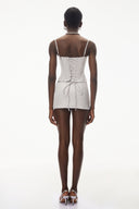 Marie Cream White Sleeveless Top & Low Rise Skirt Set