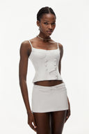 Marie Cream White Sleeveless Top & Low Rise Skirt Set