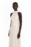 Téodora Ivory Halterneck Lace Maxi Dress with Cape