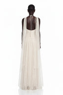 Téodora Ivory Halterneck Lace Maxi Dress with Cape