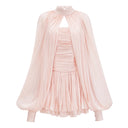 Suzanne Pink Glossy Cape & Dress Set