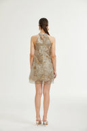 Lavinia embellished floral mini dress