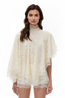 Glenwood White Turtleneck Lace Top & Shorts Set