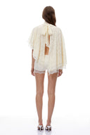 Glenwood White Turtleneck Lace Top & Shorts Set