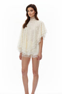 Glenwood White Turtleneck Lace Top & Shorts Set