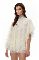 Glenwood White Turtleneck Lace Top & Shorts Set