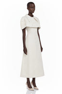 Tinsley White Midi Dress with Collared Cape