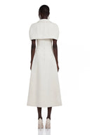 Tinsley White Midi Dress with Collared Cape