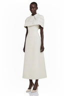 Tinsley White Midi Dress with Collared Cape