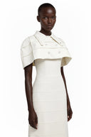 Tinsley White Midi Dress with Collared Cape