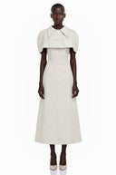Tinsley White Midi Dress with Collared Cape