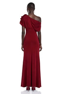 Genesis Red One Shoulder Ruched Maxi Dress