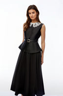 Gia lack Lace Trim Midi Dress