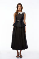 Gia lack Lace Trim Midi Dress