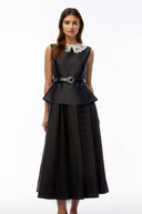 Gia lack Lace Trim Midi Dress