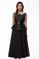 Gia lack Lace Trim Midi Dress