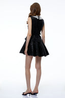 Gia Black Sequin Lace Trim Mini Dress