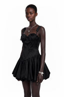 Claude Black Sleeveless Puffball Mini Dress