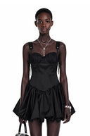 Claude Black Sleeveless Puffball Mini Dress