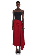 Eulalie Red Color Block Twist Front Midi Dress