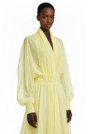 Edith Yellow Draped Tulle Maxi Dress