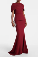 Everly Burgundy Boat Neck Mermaid Maxi Gown
