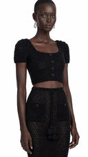 Laurel Black U-Neck Top & Fishtail Skirt Set